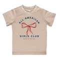 A soft cotton unisex kids t-shirt featuring the All American Girls Club graphic print