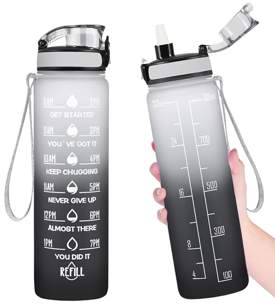 Aqualeeta Sports Motivational Drinking WaterBottle With Time Marker 32Oz BPA Free Ship from USA