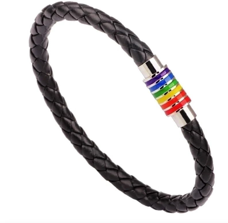 Pride Faux Leather Unisex Bracelet – Choice of Silver or Gold Tone Finish on Brown or Black Leather