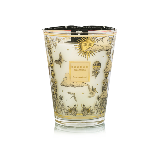 Large Tomorrowland Max 24 scented candle, an elegant luxury centerpiece for home decor.