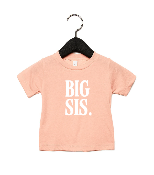 Big Sis Cotton Tee for Kids in Pink, Black, and Beige