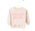 Second Grade Girly Pullover graphic sweatshirt in black or natural cotton blend fabric