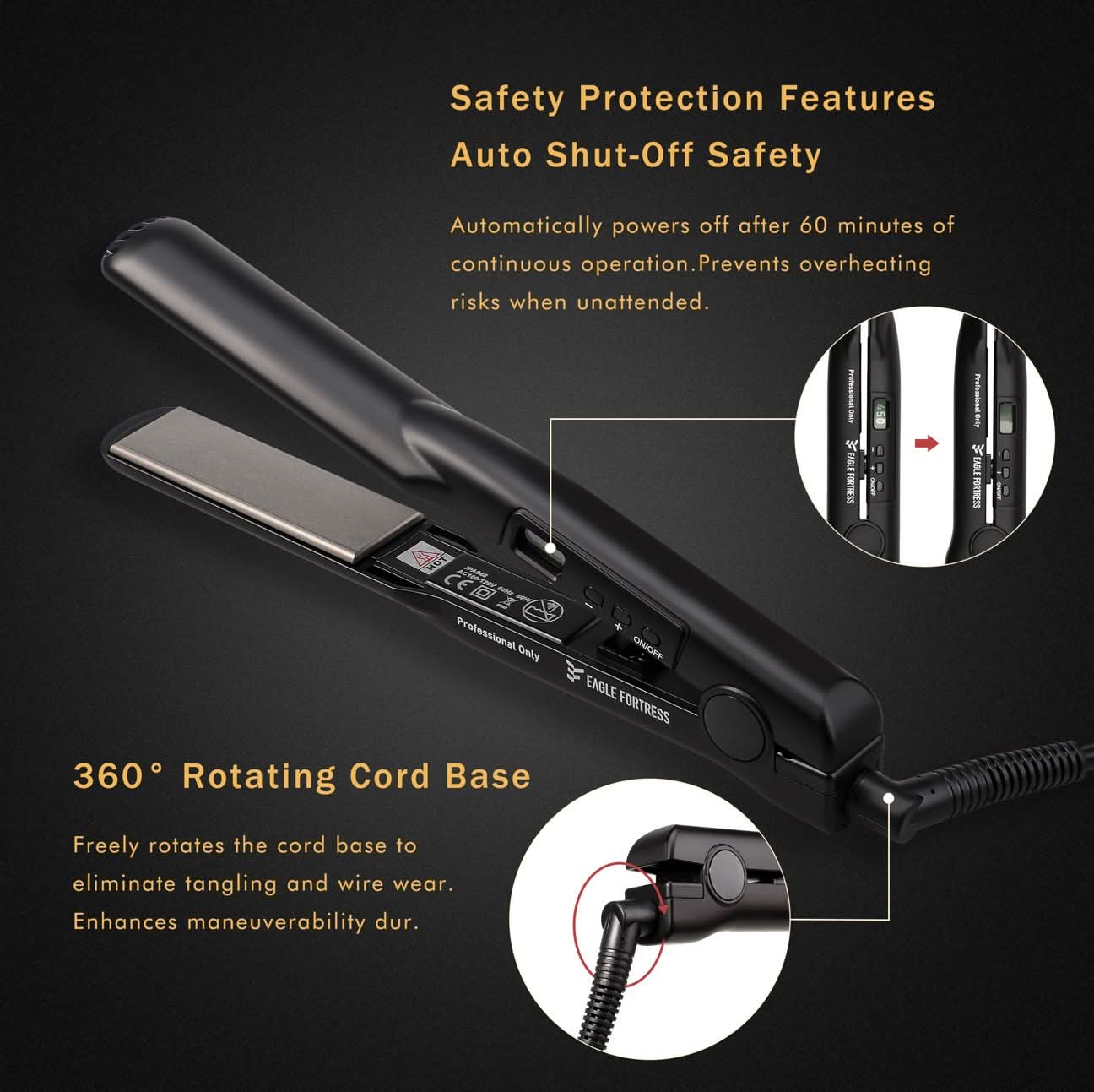 Advanced Ceramic & Tourmaline Hair Straightener - 048-JPA Black