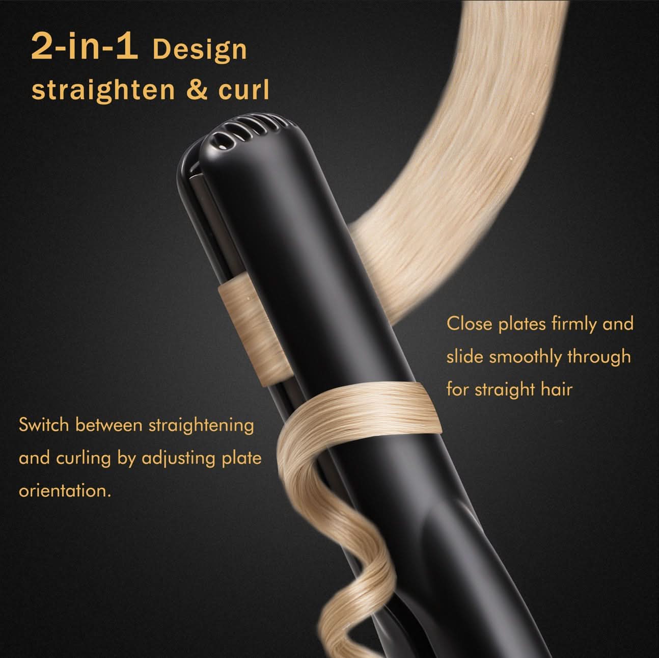 Advanced Ceramic & Tourmaline Hair Straightener - 048-JPA Black