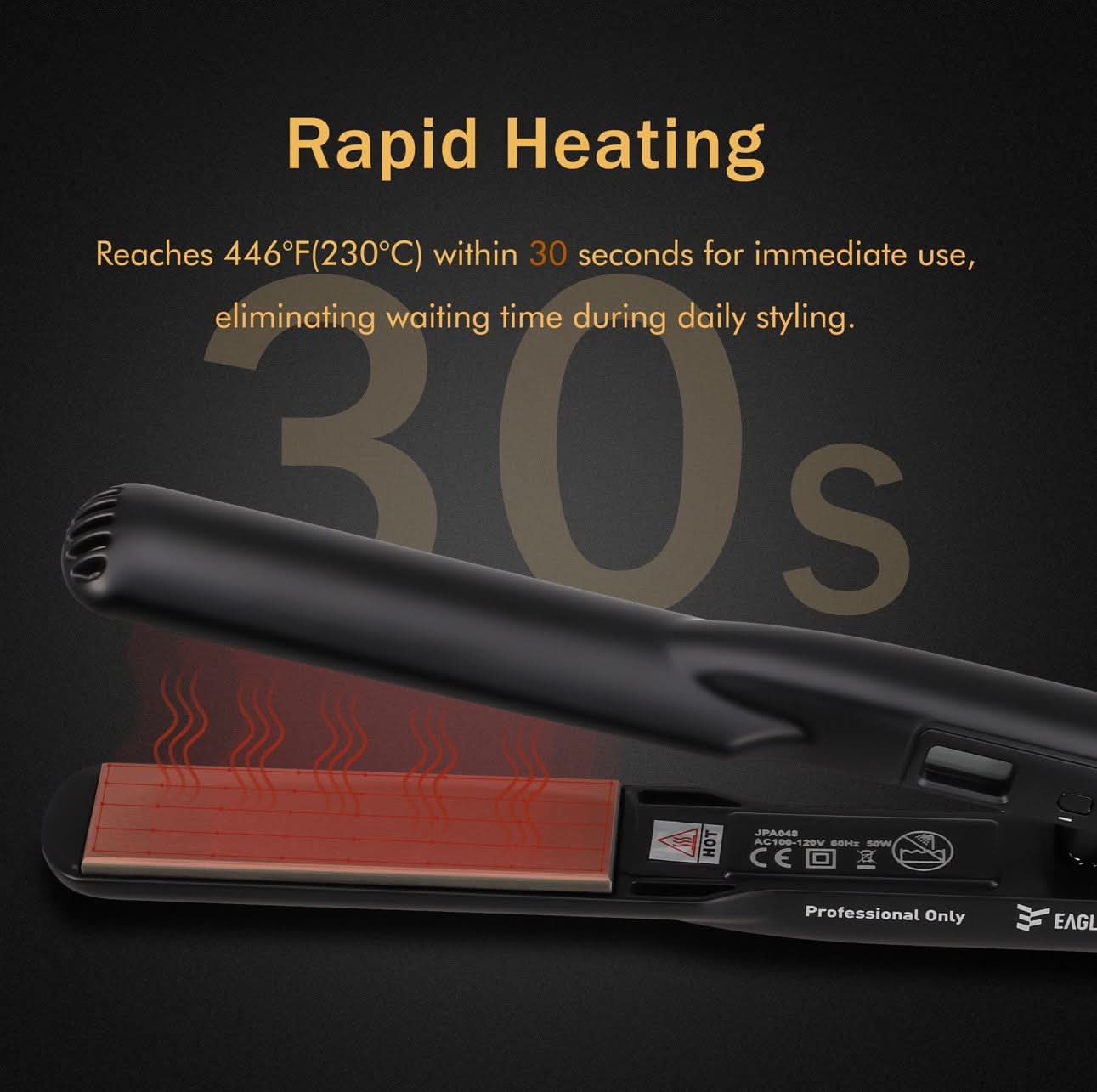 Advanced Ceramic & Tourmaline Hair Straightener - 048-JPA Black