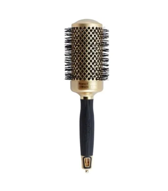 Olivia Garden 50th Anniversary Nano Thermal Brush in gold and black, 2 1/8 inch size.