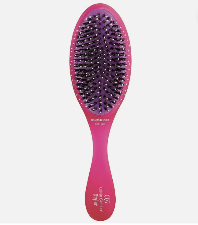 Mini OGD-C03 Smooth & Shine hair styling brush in pink and purple
