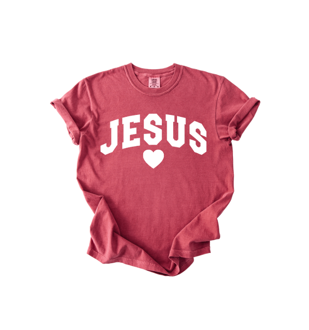 JESUS Varsity Tee - Personalized Valentine's Day Graphic Shirt