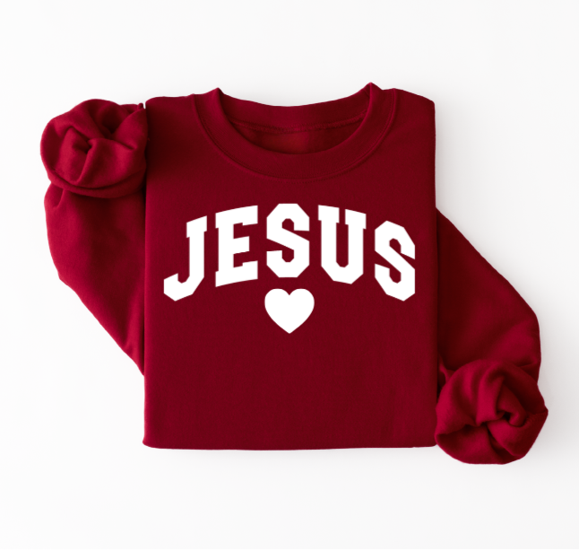 JESUS Varsity Unisex Knit Sweatshirt Valentine's Day Edition