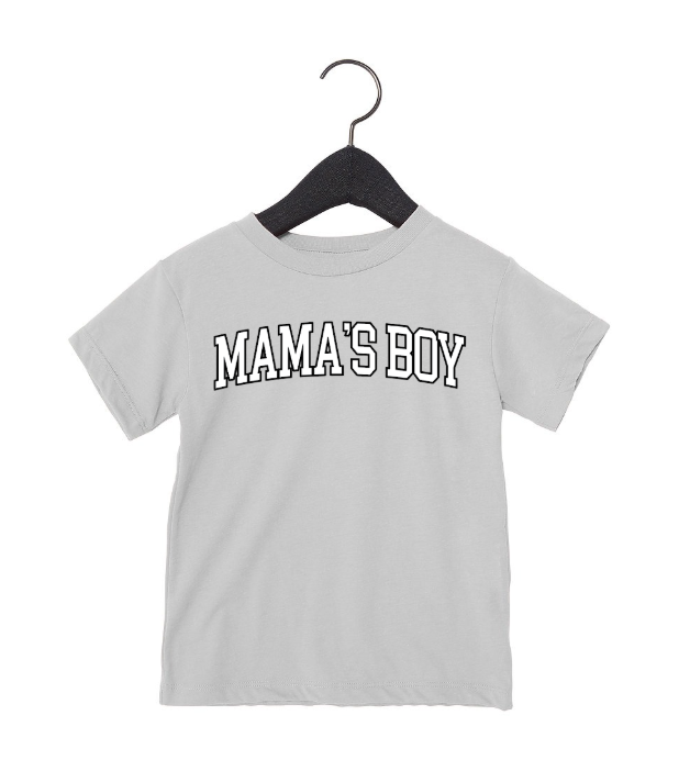 Mama's Boy Varsity Graphic Kids Tee or Cozy Sweatshirt