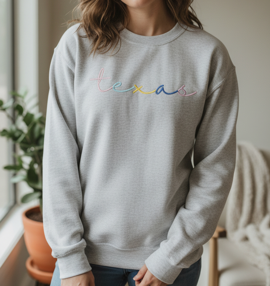 Custom Embroidered State Sweater Rainbow Team Name Sweatshirt