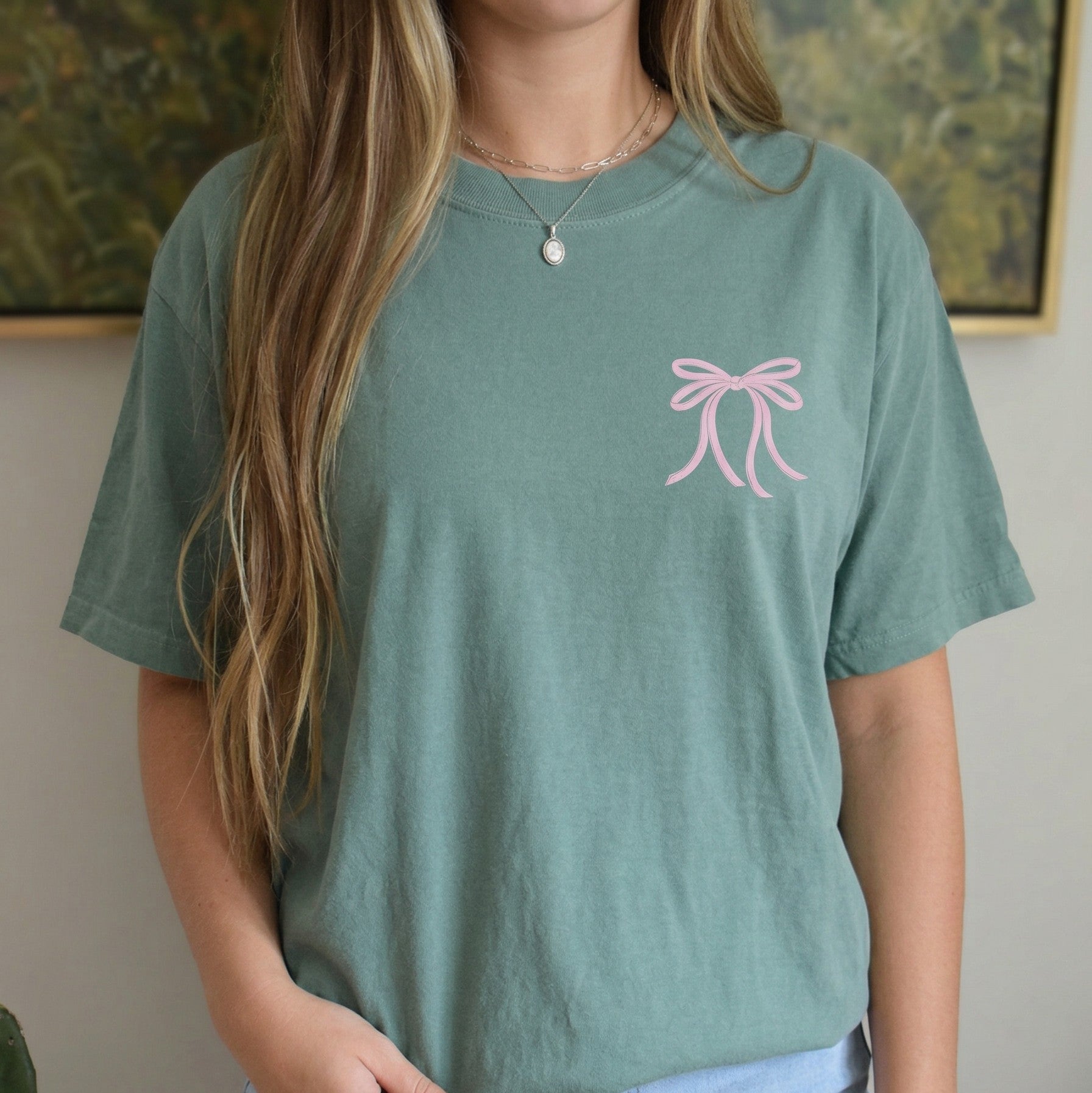 Embroidered Ribbon Bow Coquette Comfort Colors Tee
