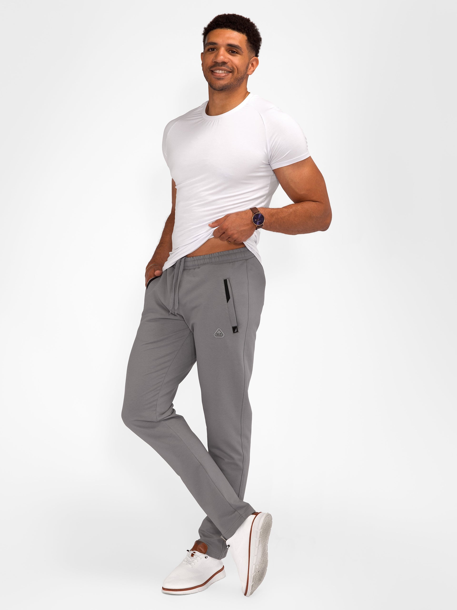 Navy Blue Athletic Tapered Jogger Pants for Tall Men - Image 48