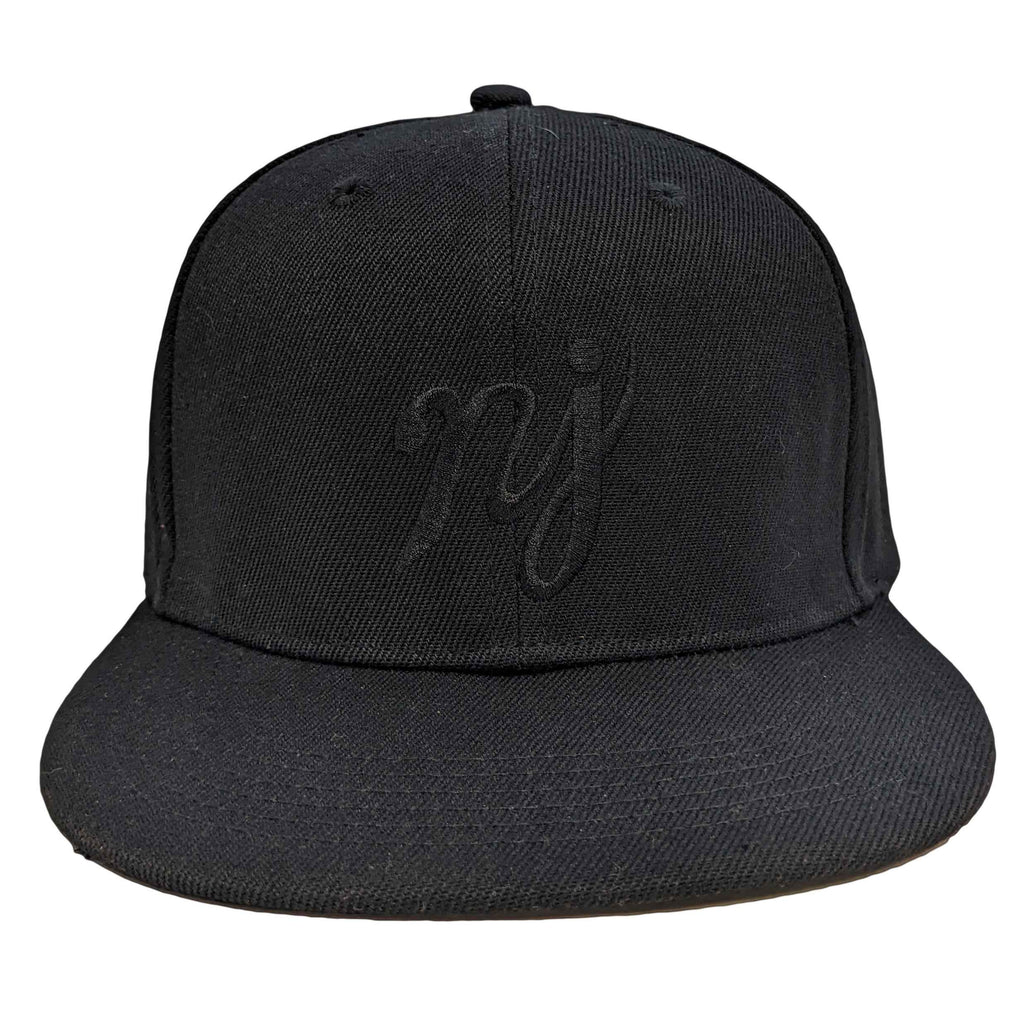 Solid Black NJ Scripture Snapback Hat - Urban Streetwear