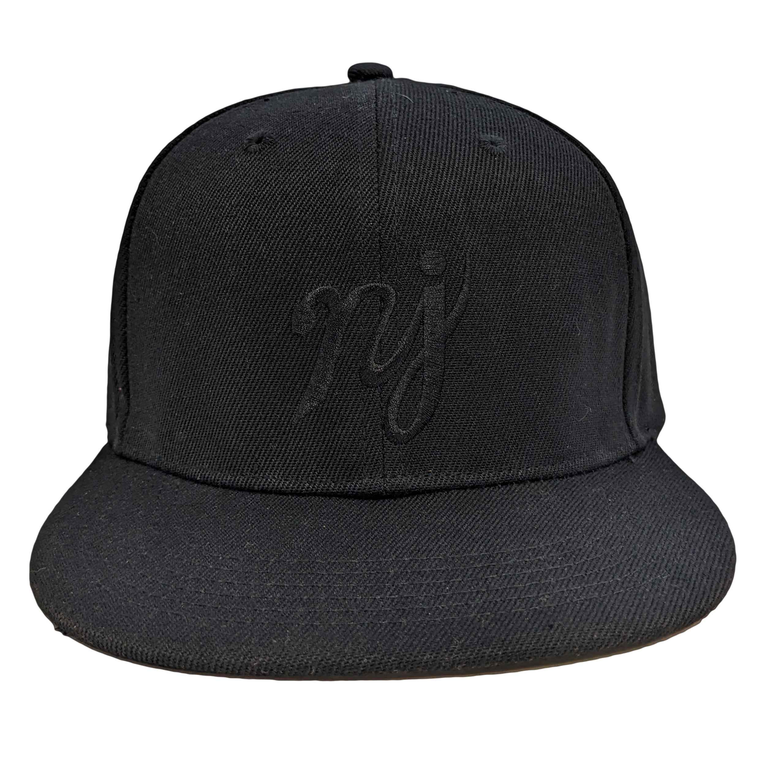 Solid Black NJ Scripture Snapback Hat - Urban Streetwear