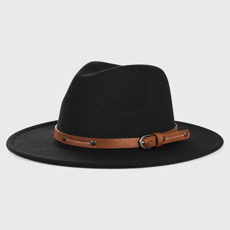 Unisex Wool Fedora – Flat-Brim Felt Hat for Fall & Winter