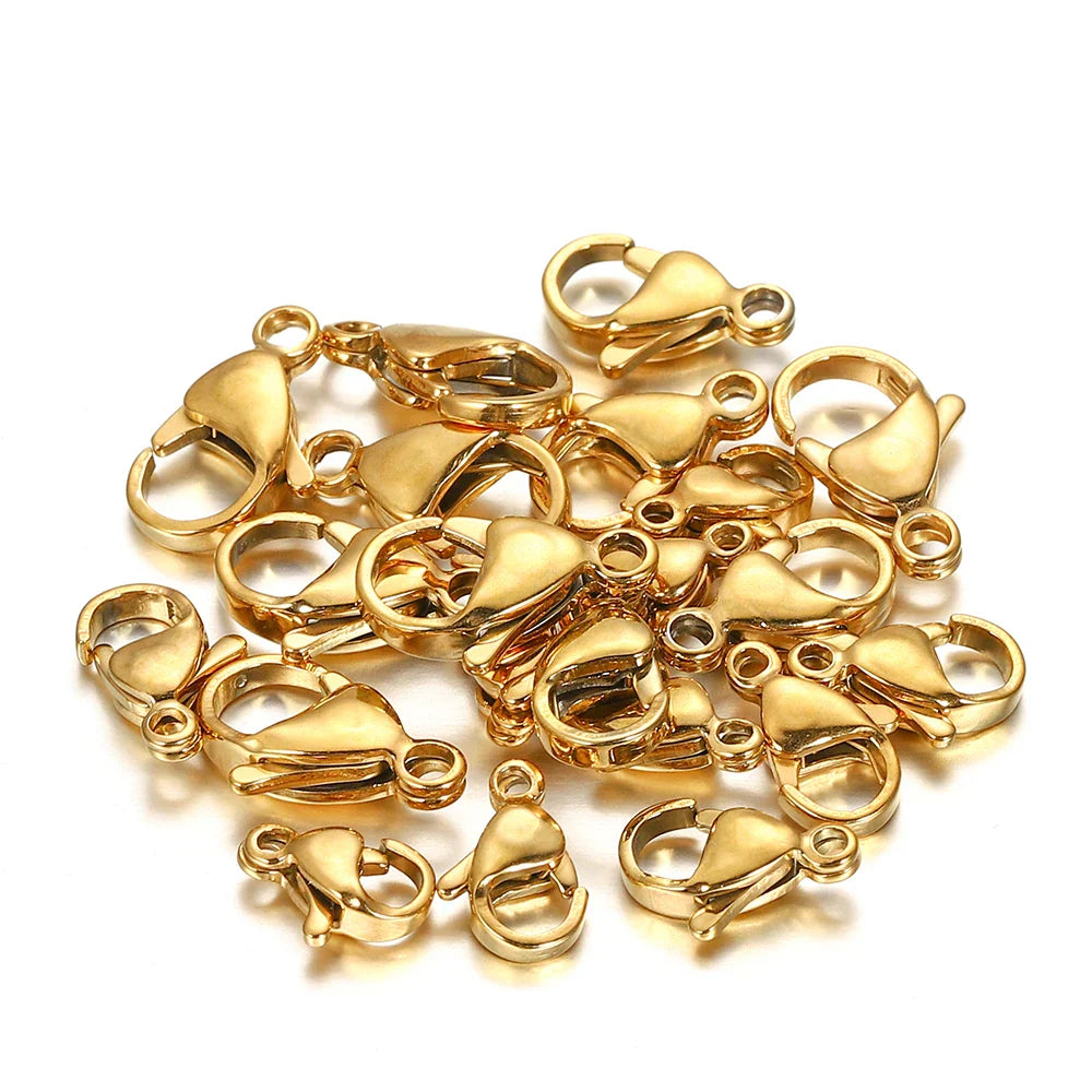 10pcs/lot Stainless Steel Lobster Clasp Hooks Bracelet Necklace Chain Connectors For DIY Jewelry Making Supplies Accessories