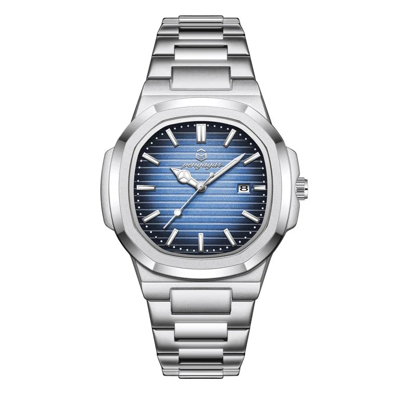 Military Square Quartz Crystal Face Watch with Luminous Dial and Date Display