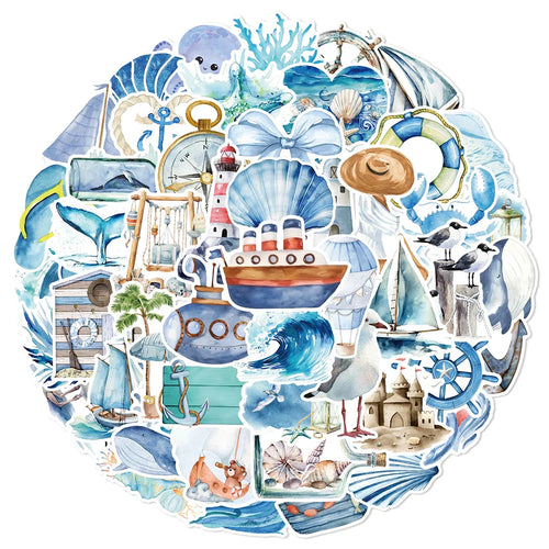 10/30/50pcs Cartoon Ocean Journey Graffiti Stickers Stationery DIY Notebook Laptop Suitcase Phone Decoration Sticker Kids Toys