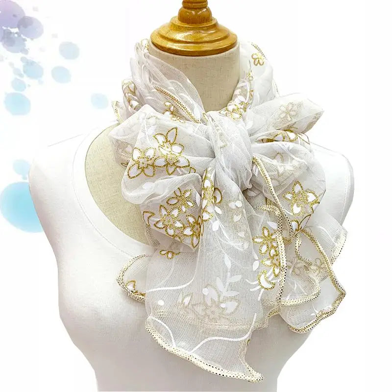 Lace Scarf Lightweight  Elegant  Print Silk Neckerchief Shawl Wraps