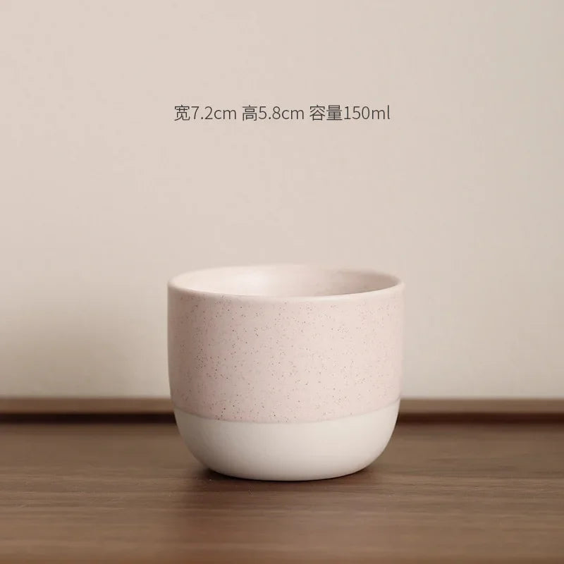 Coarse pottery Ceramic Craft Ceramic Retro Chinese Kung Fu Teacup Round Creative Ceramic Matte Glaze Coffee Drinking Utensils