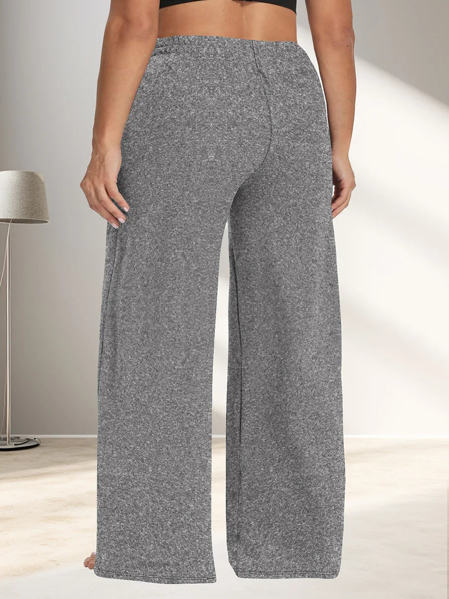 Wide Leg Lounge Trousers with Drawstring Waist and Pockets - Image 35