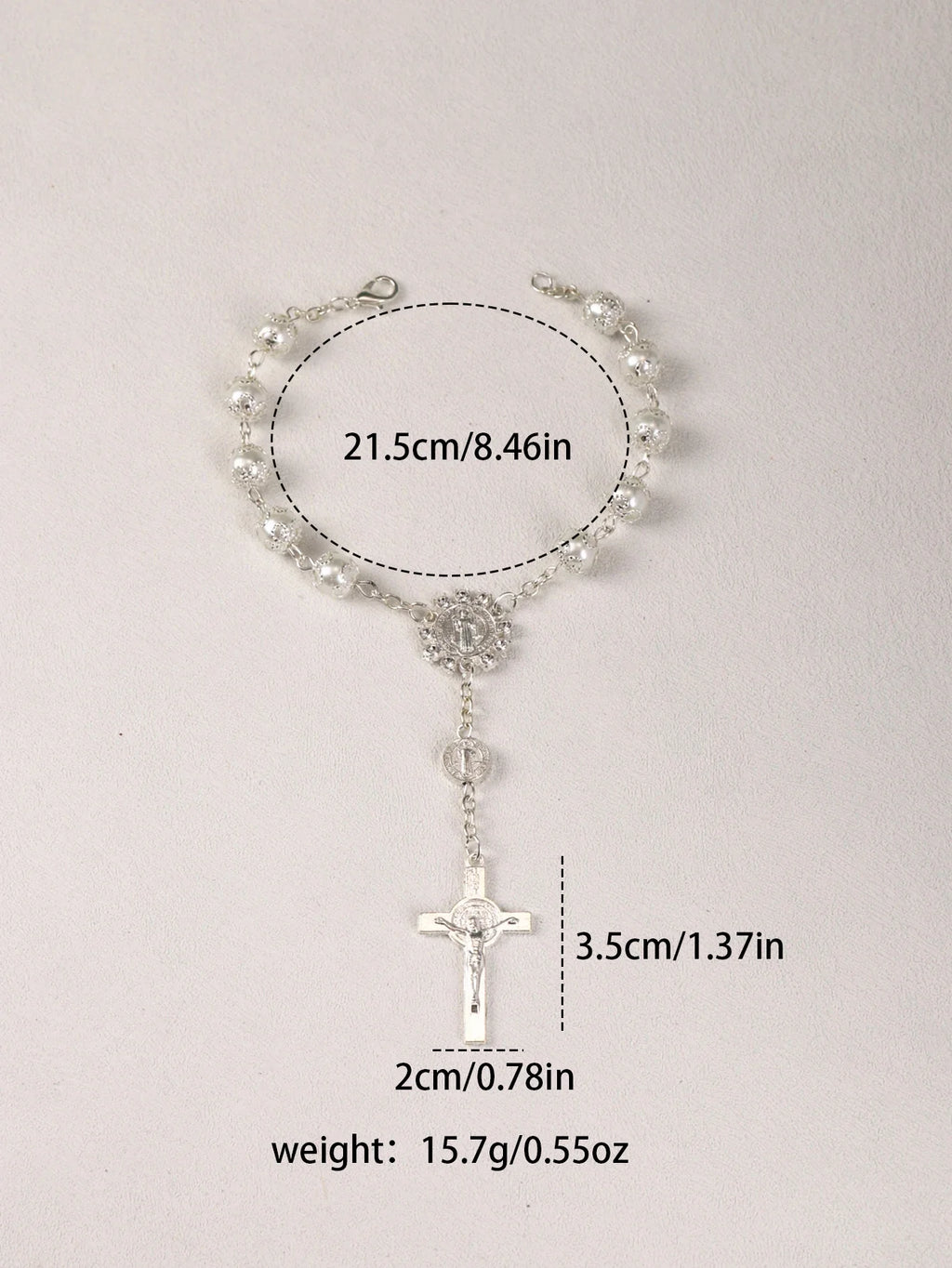 One Decade Auto Rosary Beads Catholic Bracelet Saint Benedict Crucifix Divine Mercy Gift for Women Men