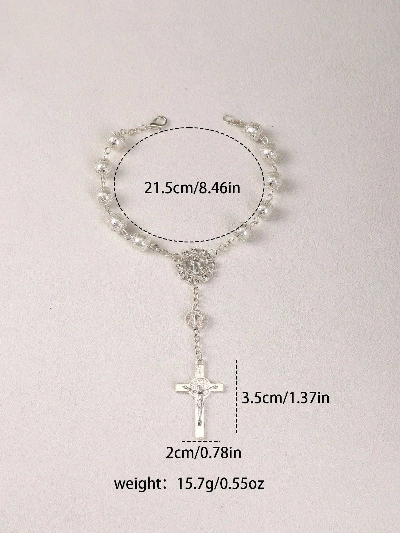 One Decade Auto Rosary Beads Catholic Bracelet Saint Benedict Crucifix Divine Mercy Gift for Women Men