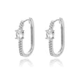 Cubic Zirconia U Shape Stud Earrings For Women Stainless Steel Geometric Earrings Jewelry Wedding Birthday Gift