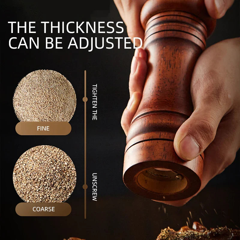 Classical Oak Wood Pepper Spice Mill Grinder Set Handheld Seasoning Adjustable Mills Grinder Ceramic Grinding Core Tools Set