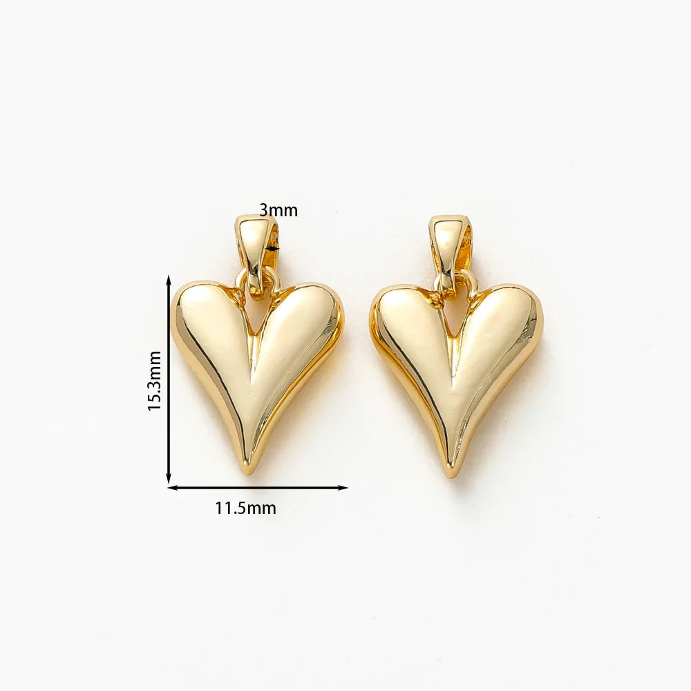 4pcs 18K Gold Plated Small Peach Heart Charms For Jewellery Making DIY Earrings Necklaces Pendant Accessories