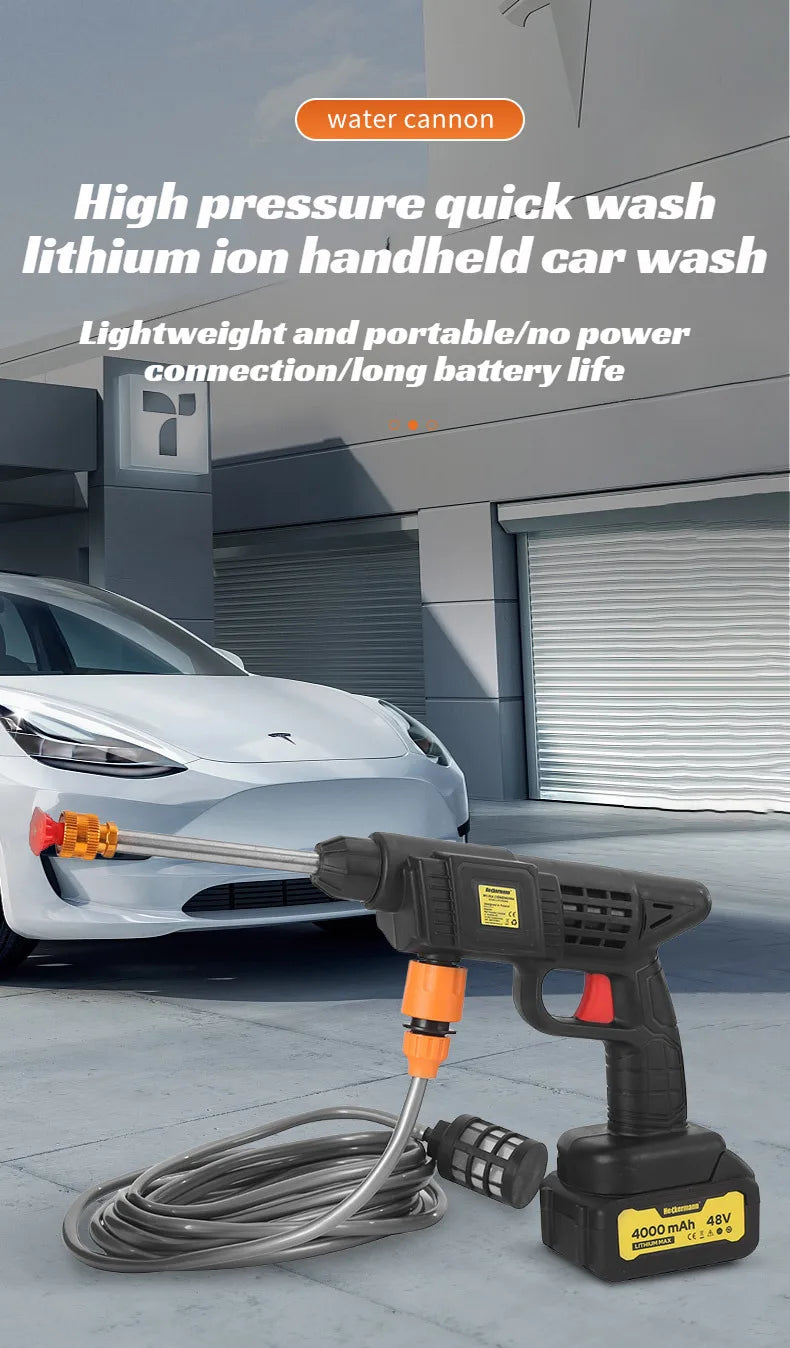 Cordless Pressure Washer – Rechargeable Handheld Car Wash Spray Gun