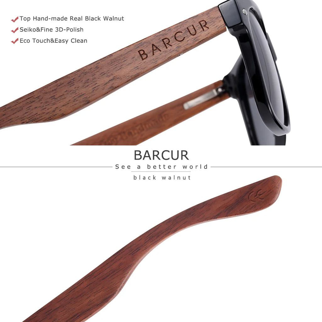 Black Walnut Polarized Sunglasses UV400 Protection Wooden Frame