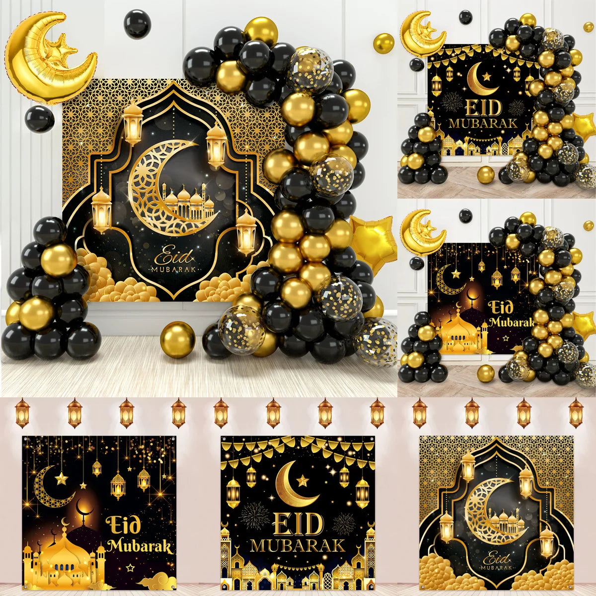 Eid Mubarak Background Balloon Set Ramadan Kareem Decoration Ramadan Mubarak Muslim Islamic Festival Party Supplies 2025