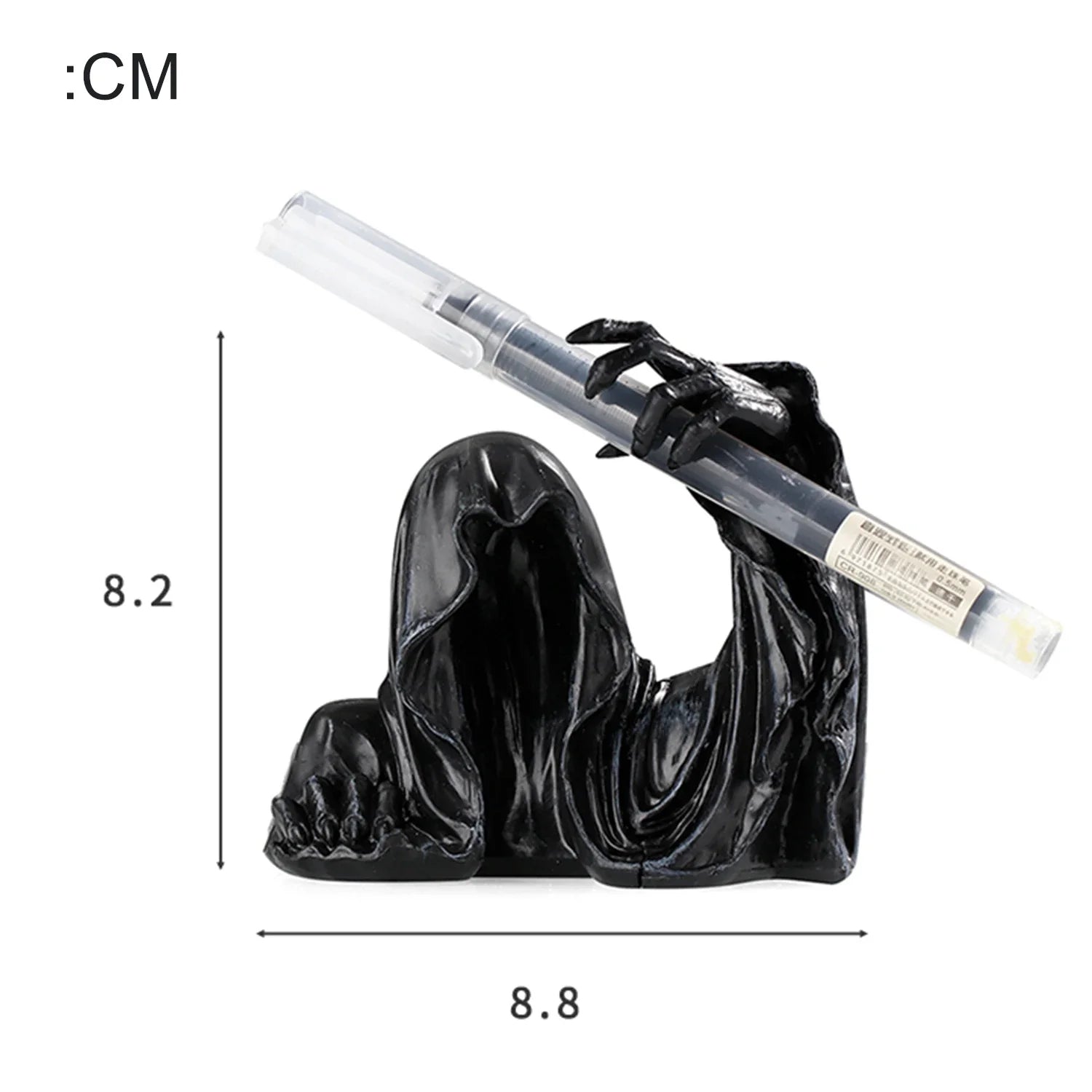Resin Pen Holder Grim Reaper Sculpture Ink Pen Storage Case Desk Writing Stationary Organizer Office School Supplies Gift