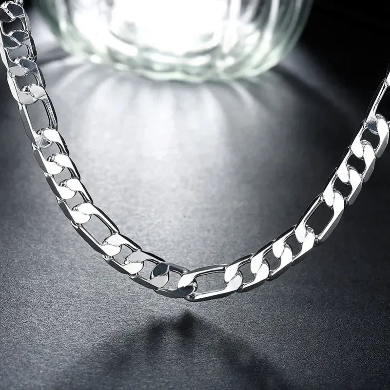 Solid 925 Sterling Silver Necklace For Men Classic 12mm Cuban Chain 18-30 Inch Charm High Quality Fashion Jewelry Wedding