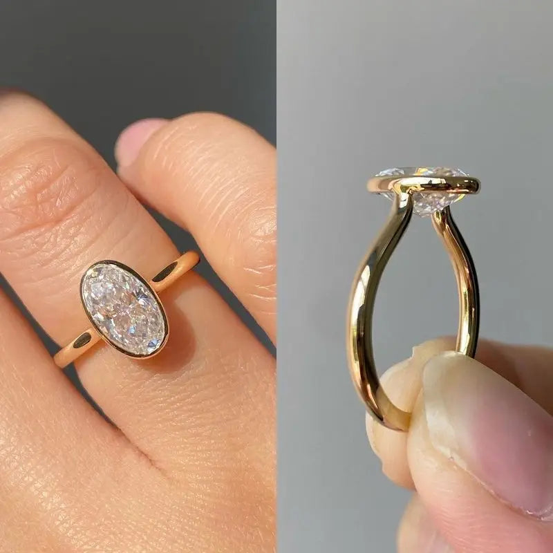 925 Sterling Silver Zircon Fashionable Simple Oval Rings For Women Engagement Wedding Luxury High Quality Jewelry Hot Sales