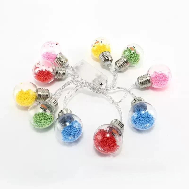 1PC 1.5M10LED Christmas Bulb Ball String Lights Smiling Christmas Tree Decorative Lamp Fairy Lights For Room Birthday Party