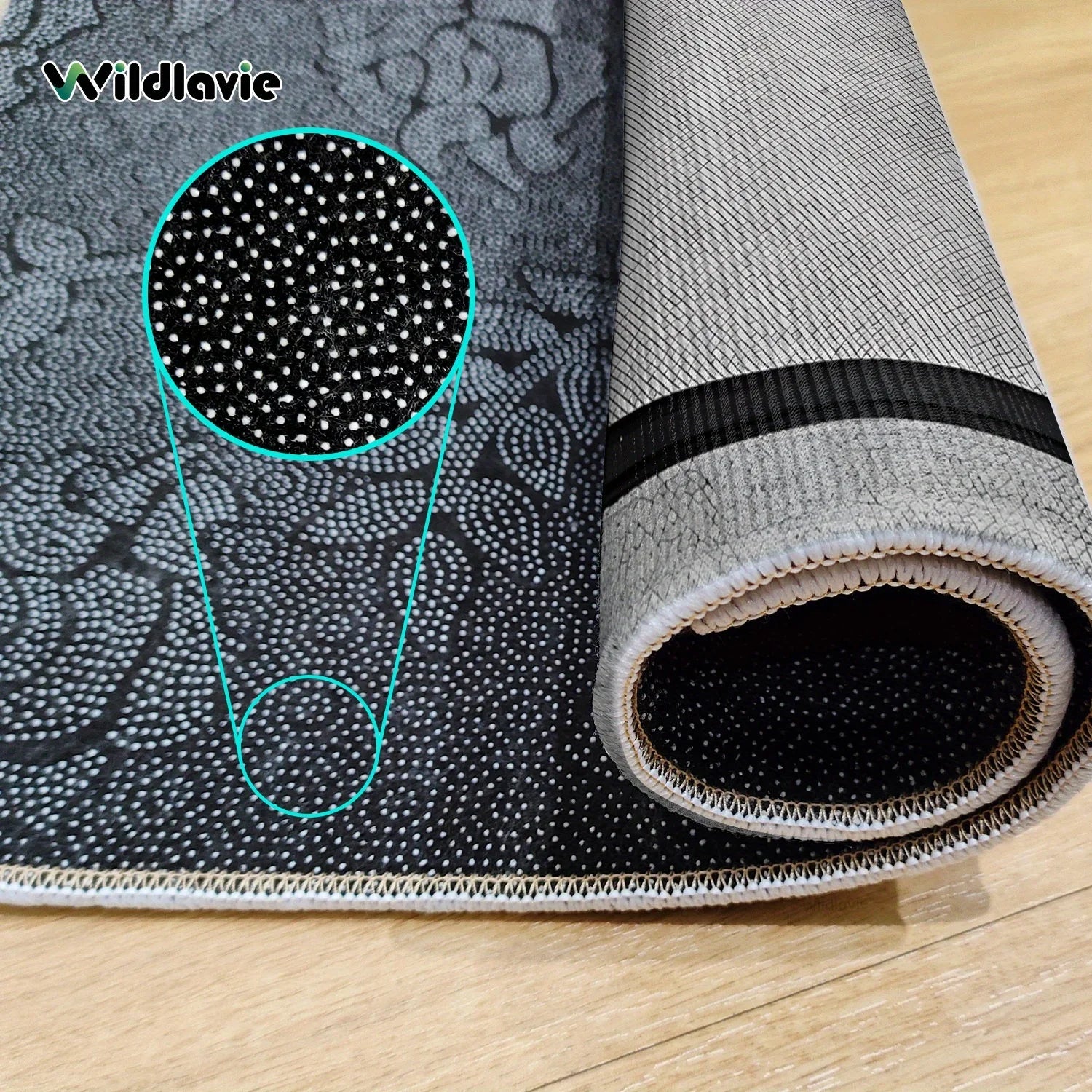 VIKAMA Welcome Mat Gray Outdoor Carpet Black Cat Carpet Crystal Velvet Non-Slip Mat Rug For Bedroom Living Room Carpet