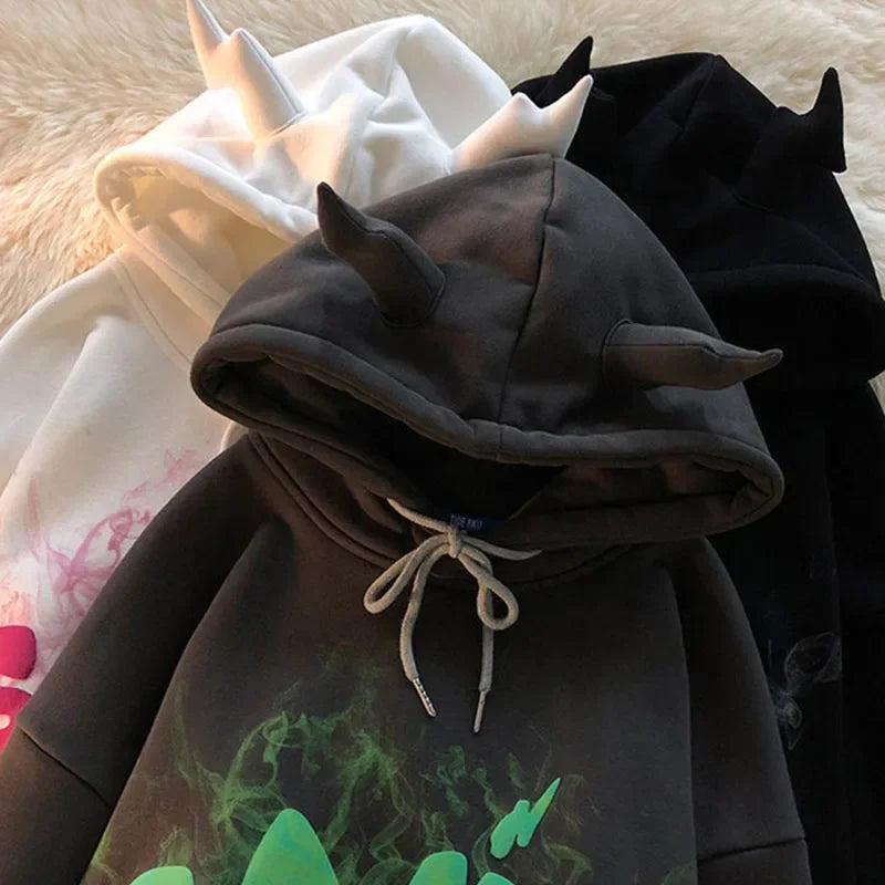 Women's Vintage Gothic Letter Print Oversized Hoodie