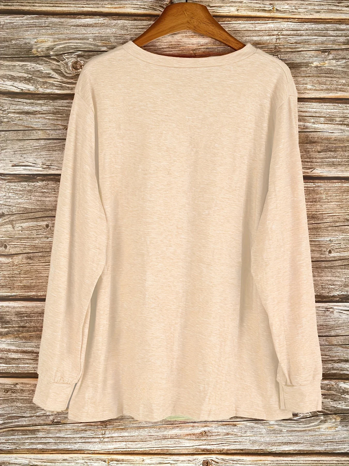 Comfortable Plus Size Long Sleeve Henley Top