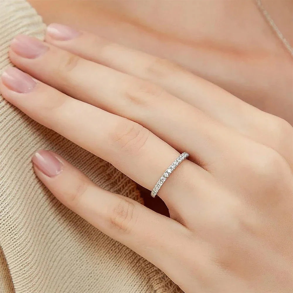 MINTYBOX Moissanite Wedding Band Ring S925 Sterling Sliver Brilliant 1.5mm Diamond Rings for Women All Pass Test Fine Jewelry