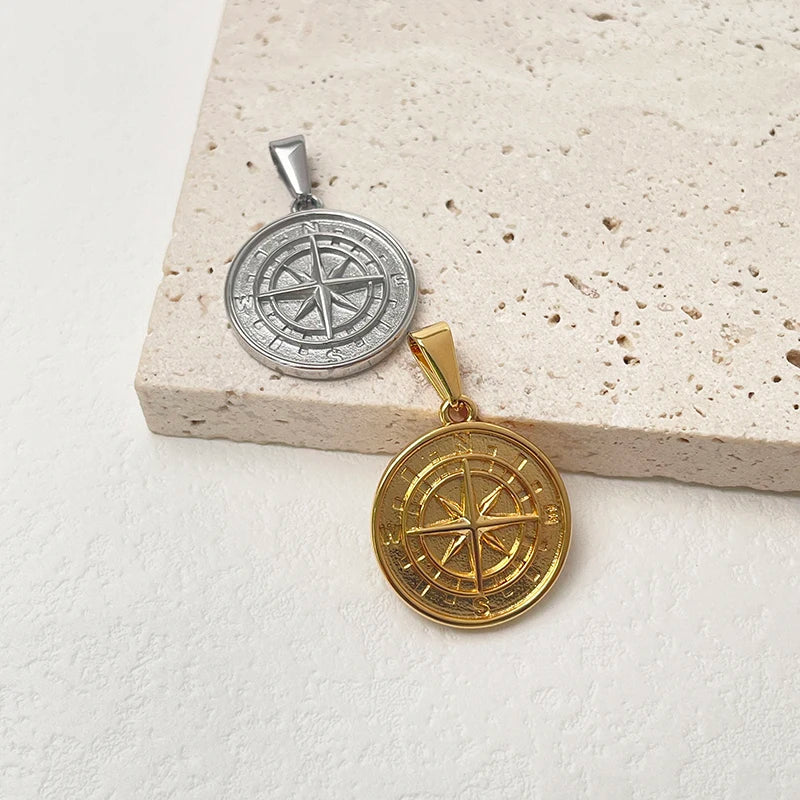 Compass Pendant Necklace Jewelry Hot Sale Vintage 18K Gold Plated Charms For Men Women