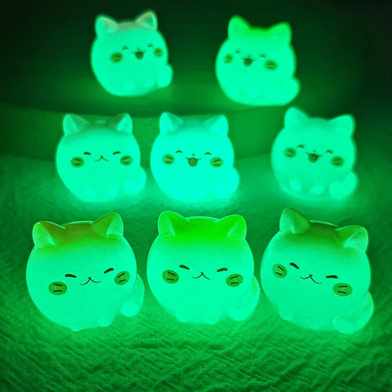 5/20Pcs Luminous Mini Cat Micro Landscape Desktop Ornaments Glow At Night Animal Figurines Home Car Decorations DIY Accessories