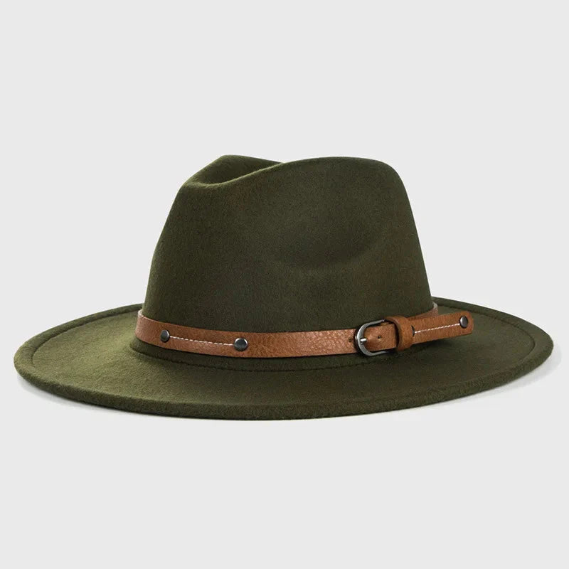 Unisex Wool Fedora – Flat-Brim Felt Hat for Fall & Winter