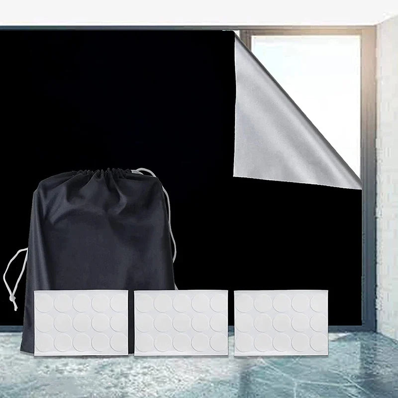 Removable Blackout Window Cloth, 100% Light Blocking Privacy Curtain