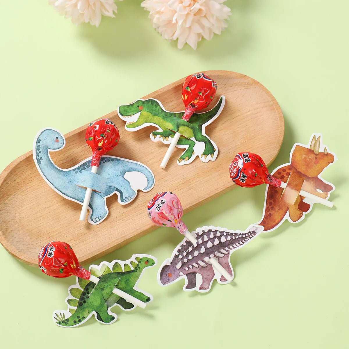 Dinosaur Lollipop Holder Card Dino 1st Birthday Party Decor Kids Boy Jungle Safari Party Favors Roar Candy Card Baby Shower