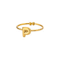 Cute Chunky Initial Letter Rings For Women Gold Color Stainless Steel A-Z Letter Adjustable Ring Aesthetic Wedding Jewelry Gift