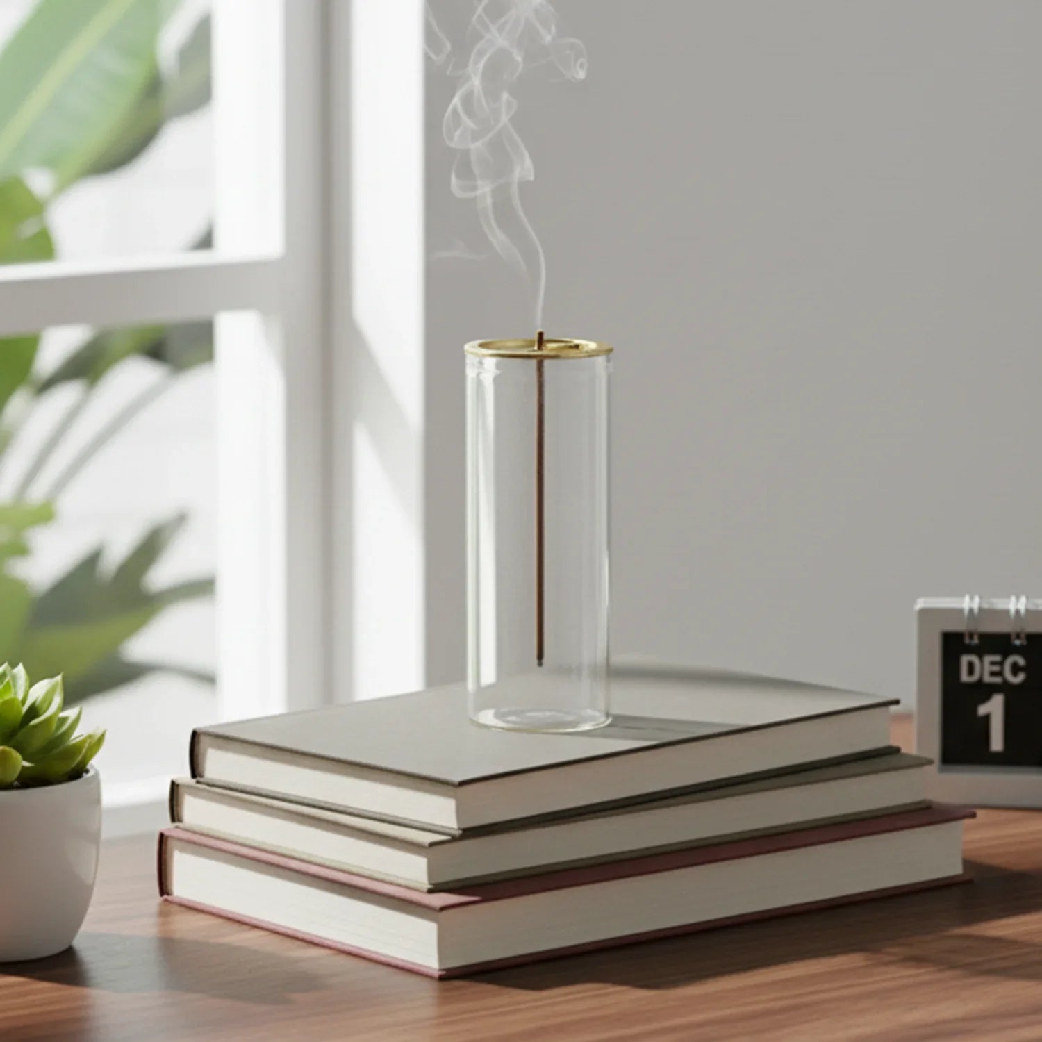 Modern Glass Incense Holder for Short Incense Sticks Anti-Ash Flying Incense Burner with Ash Catcher for Yoga Meditation