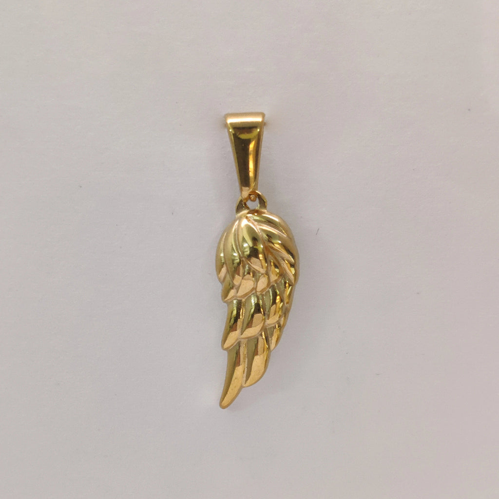 18K Gold Plated Angel Wing Pendant Necklace - Vintage Feather Design for Men, Stainless Steel Chain Jewelry Gift